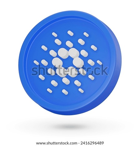 3D coin. Cryptocurrency symbol Cardano ADA. 3D Vector icon. Illustration isolated on a white background