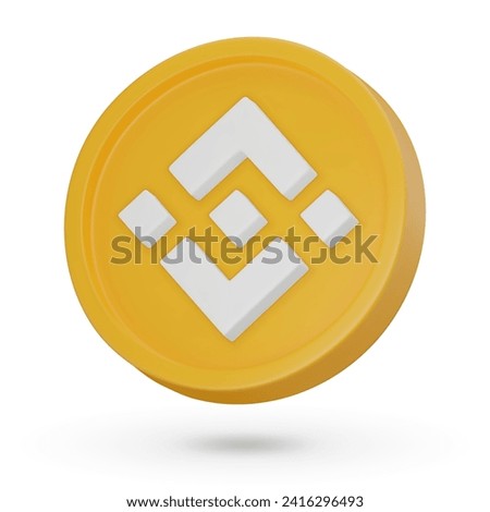 3D coin. Cryptocurrency symbol Binance coin BNB. 3D Vector icon. Illustration isolated on a white background