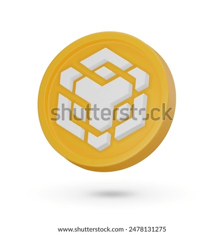 3D coin. Cryptocurrency symbol Binance BNB. 3D Vector icon. Illustration isolated on a white background