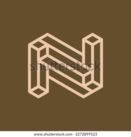 Letter n block monogram geometric logo