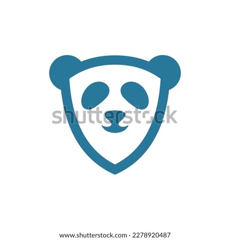 Animal panda face with shield modern logo
