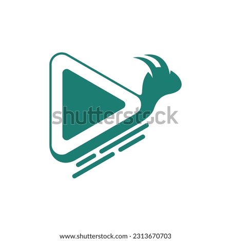snail and play button logo with a minimalist style. Vector Logo entertainment logo design template vector