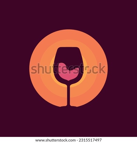 modern glass wine bar and views sunset drink logo, logo design inspiration template vector