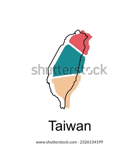 High detailed vector map of Taiwan modern outline, Logo Vector Design. Abstract, designs concept, logo, logotype element for template.