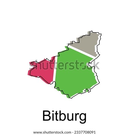 Bitburg map, colorful outline regions of the German country. Vector illustration template design