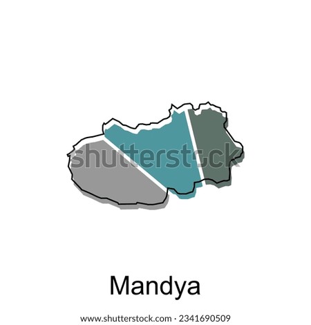 Map Of Mandya City Modern Simple Geometric, illustration vector design template