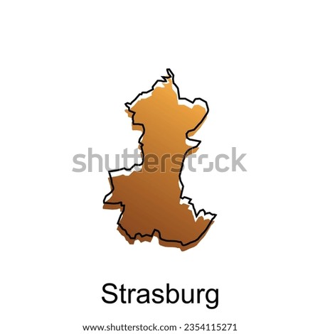 Map City of Strasburg. vector map of German Country design template with outline graphic sketch style isolated on white background