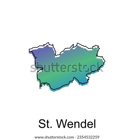 High detailed vector map of St. Wendel modern outline, Logo Vector Design. Abstract, designs concept, logo, logotype element for template.