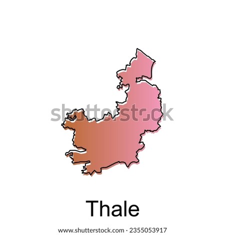 Map of Thale illustration design with black outline on white background, design template suitable for your company