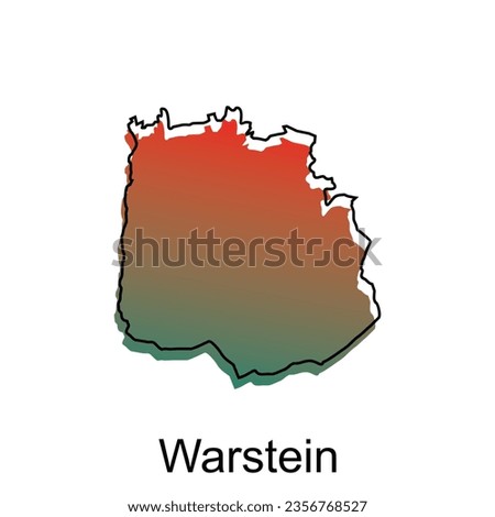 Map City of Warstein, World Map International vector template with outline illustration design