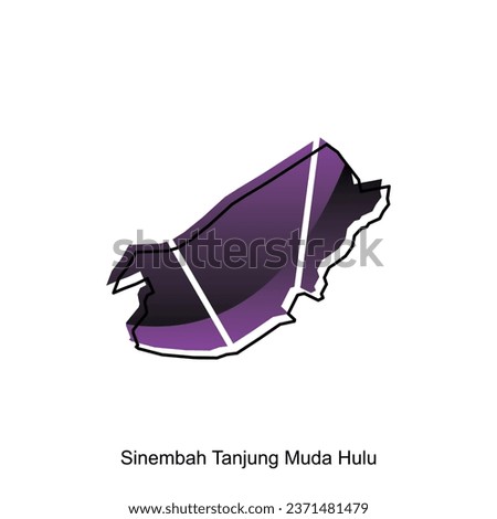 High detailed vector map of Sinembah Tanjung Muda Hulu City modern outline, Logo Vector Design. Abstract, designs concept, logo, logotype element for template.