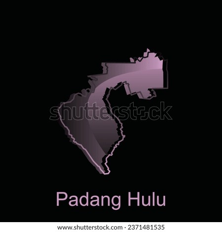 Padang Hulu City map of North Sumatra Province national borders, important cities, World map country vector illustration design template