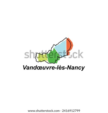 Vandoeuvre les Nancy City of France map vector illustration, vector template with outline graphic sketch style isolated on white background