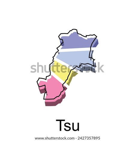 Tsu City High detailed illustration map, Japan map, World map country vector illustration template