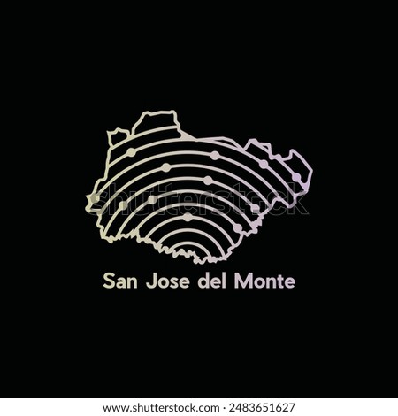 Map City of San Jose del Monte. vector map of the Philippines Country. Borders of for your design with line and dot style technology design template