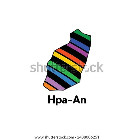 Map Myanmar Country With City of Hpa An, geometric and colorful logo design template element