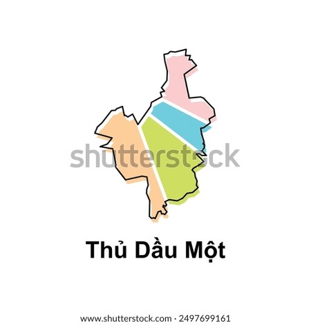 Vector isolated illustration of simplified administrative map of Thu Dau Mot. Borders and names of the regions. suitable for your company