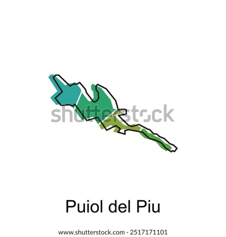 Vector Map of Puiol del Piu. Borders for your infographic. Vector illustration design template