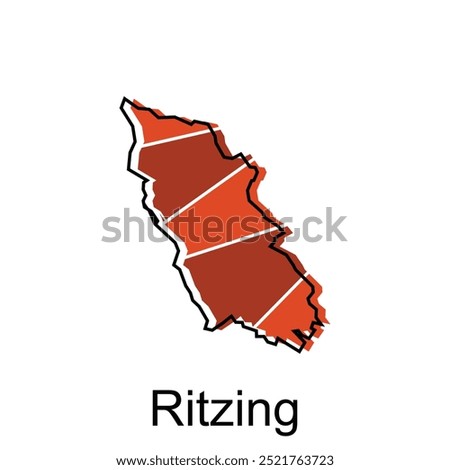 Vector isolated illustration of simplified administrative map of Ritzing. Borders and names of the regions. suitable for your company