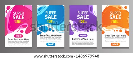 Vector Modern Fluid For Big Sale Banners Design. Discount Banner Promotion Template. Special offer and sale banner discount up to 50% template design with editable text.