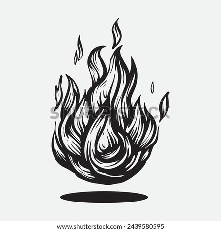 Hand Drawn Fire Doodle vector illustration. Fire Bone. Fire