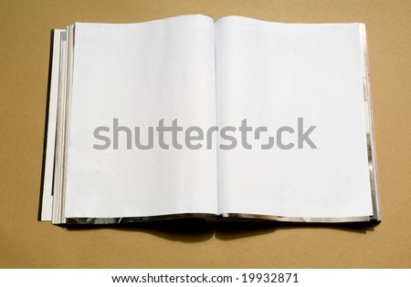Open book whit white pages in a brown back