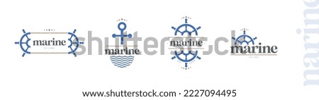 Set of logos for marina, cruise ship or ship products store.