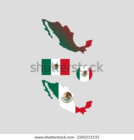 Mexico national map and flag vectors set....