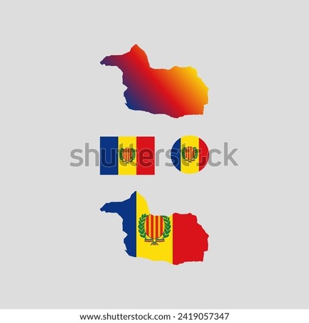 Andorra Sant Julia de Loria provincial flag and map vectors set....