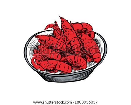 Illustration of Chinese Snack - Thirteen Spices Crayfish | 十三香小龙虾 商業照片 © 