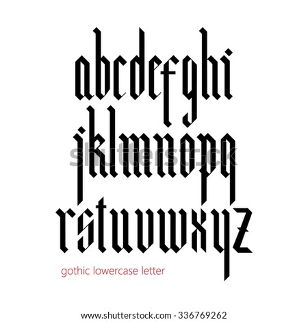 Blackletter modern gothic font. All lowercase letters