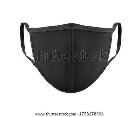 Black Face Mask Mockup front view, dark dust mask 3d rendering isolated on white background