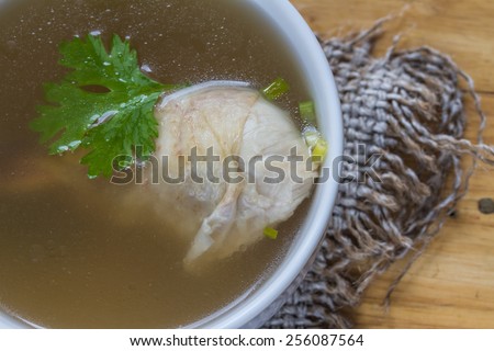 chicken soup, chicken soup on table background