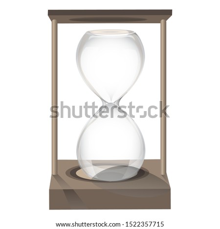 Hourglass on a wooden stand. Template with the ability to insert your image behind the glass on the background