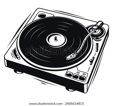 Black and white vinyl turntable music record player