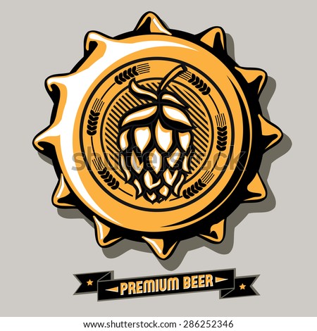 Vector brewery emblem on bottle cap