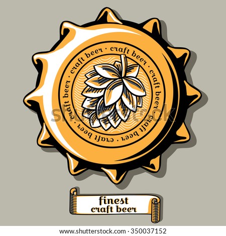 Craft beer brewery emblem on bottle cap