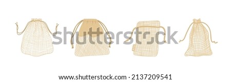 Similar – Image, Stock Photo Eco net reusable tote bag for environment friendly grocery shopping, hanging on a door knob. Neutral color zero waste and recycling  concept.