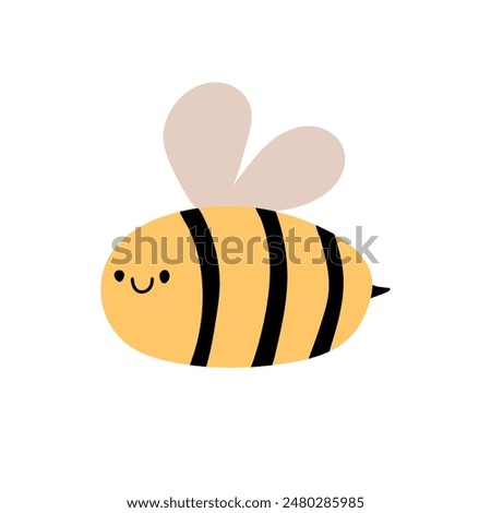 Cute honey Bee. Boho insect. Gender Neutral Nursery Ornament. Vector illustration in flat cartoon style.