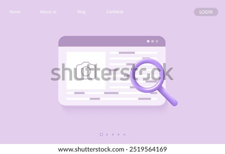 Lsi keyword. 3d Vector illustration. SEO concept. Selection and analysis popular search terms with search engine optimization. User interface icon with magnifier.