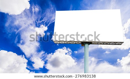 blank billboard with cloudy and blue sky background.