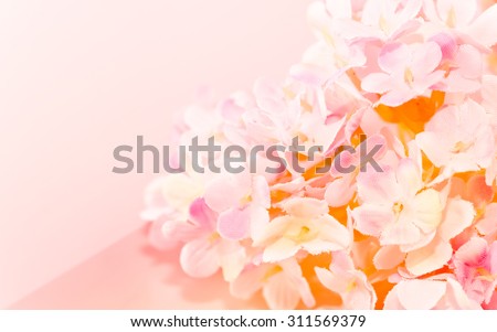 Soft blur of bouquet hydrangea in vintage, pastel  soft color for background.