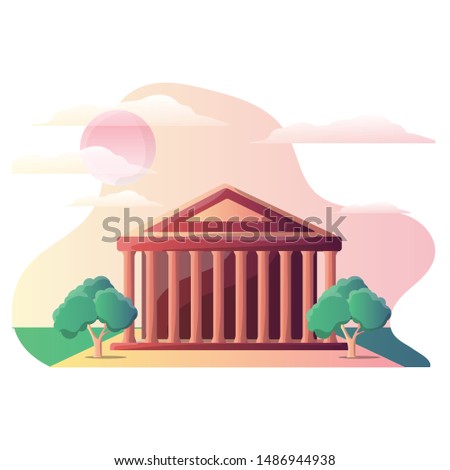 Vector illustration of Pantheon temple as a tourist destination in Italy