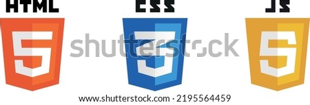 Set of HTML5 CSS3 JavaScript Icons. html, css, and javascript web development logo icon set for web developers.