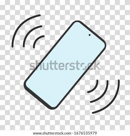 Phone vibrate flat icon on transparent background. Smartphone with blue screen in silent mode. Symbol on vibration mode sign for web and mobile. Vector illustration.