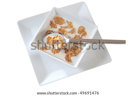 Milk and cereal. Isolated