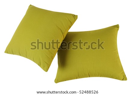 Green pillows. Isolated