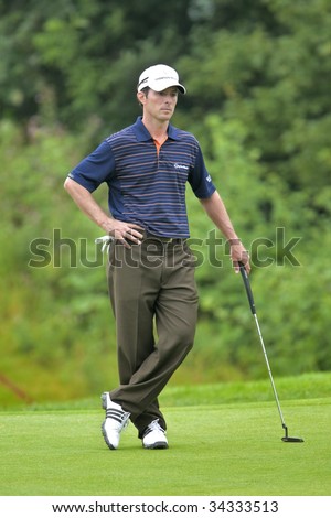 OAKVILLE, ONTARIO - JULY 22: Canadian golfer Mike Weir lines up a putt during a pro-am event at the Canadian Open golf on July 22, 2009.