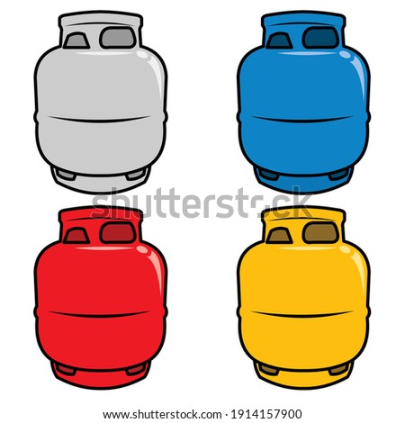 Gas cylinder vector tank. Lpg propane bottle icon container. Oxygen gas cylinder canister fuel storage