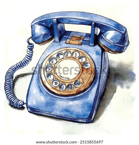 watercolor of telephone clipart illustration isolated